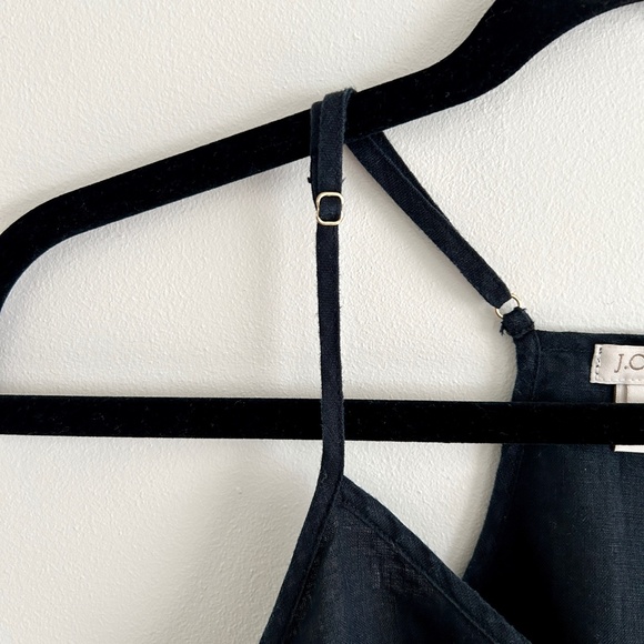 J. Crew Factory Black Linen Tank Top Peplum Spaghetti Straps Racerback Size 0 - Picture 2 of 13